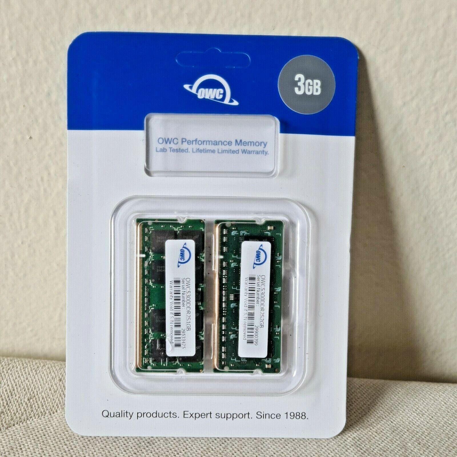 OWC Performance Memory 3.0GB DDR2 PC5300 (2GB + 1GB) Memory Cards MAC or PC NEW