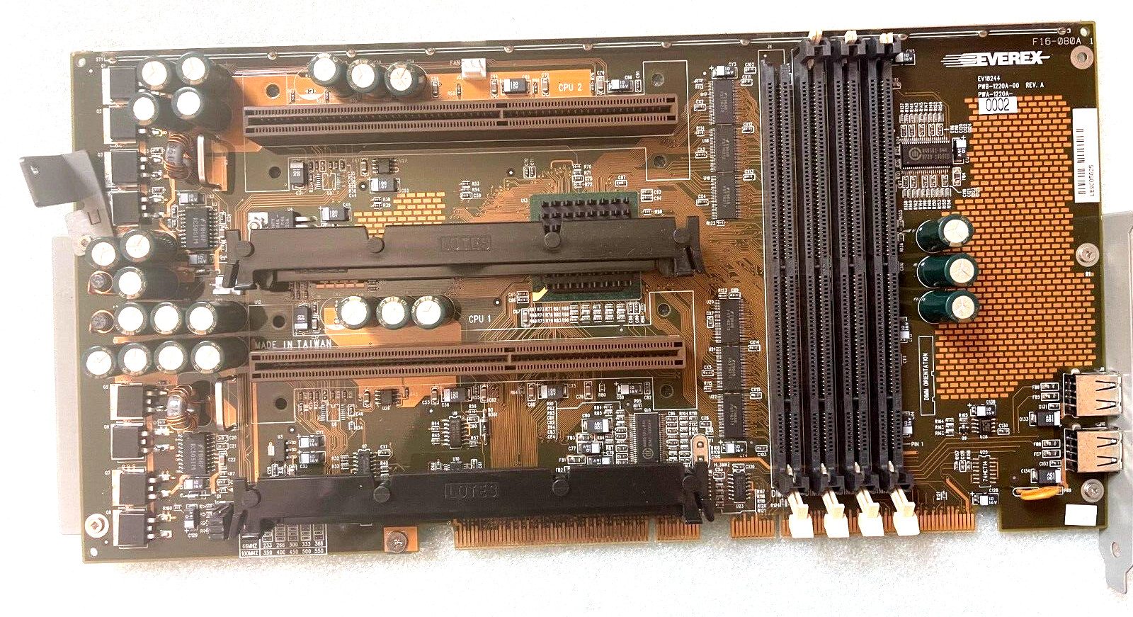 RARE VINTAGE EVEREX EV18244 DUAL SLOT 1 CPU RISER CARD FOR EV18240 MB MBMX39