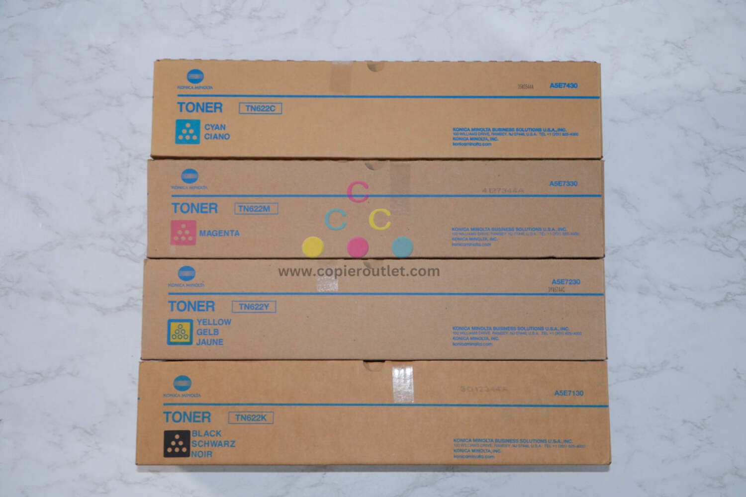 4 Genuine Konica Minolta bizhub PRESS C1085,C1100 TN622 CMYK Toner Cartridges