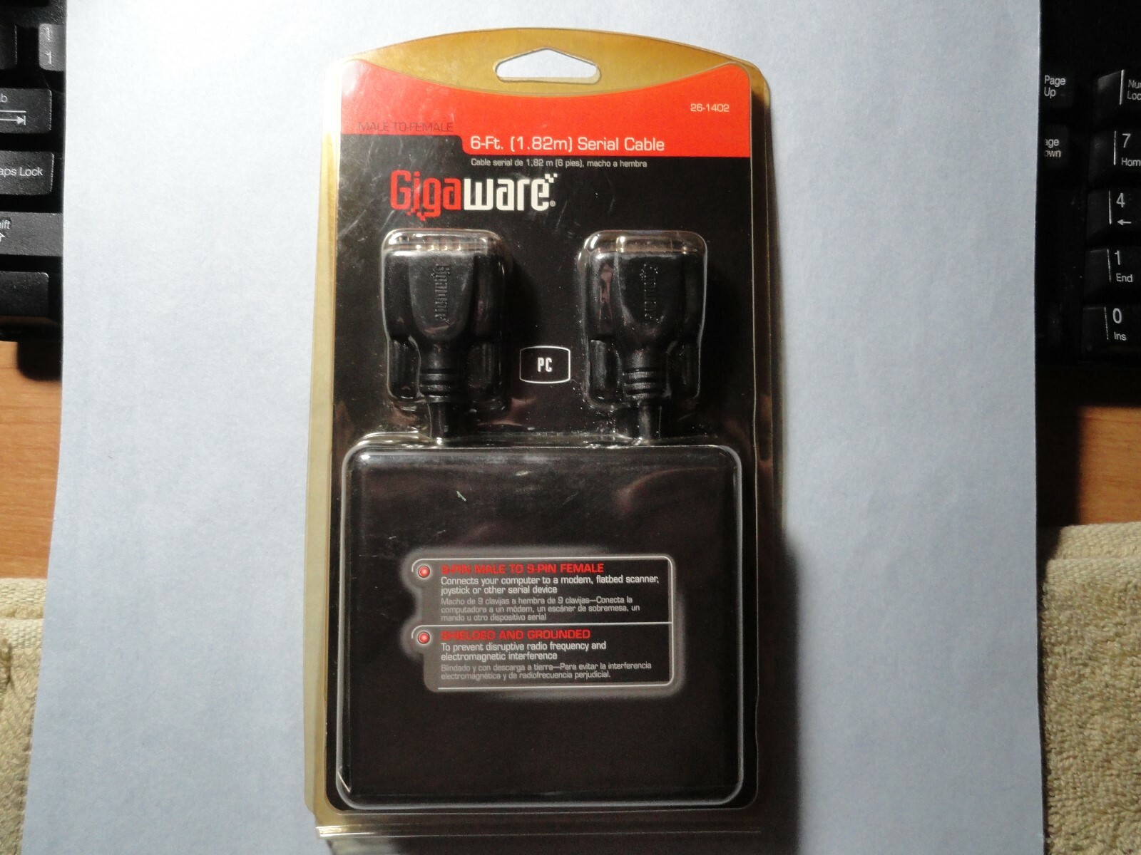 New ~ Gigaware 6-ft. (1.82m) Serial Cable Male - To - Female No. 26-1402 PC RoHS