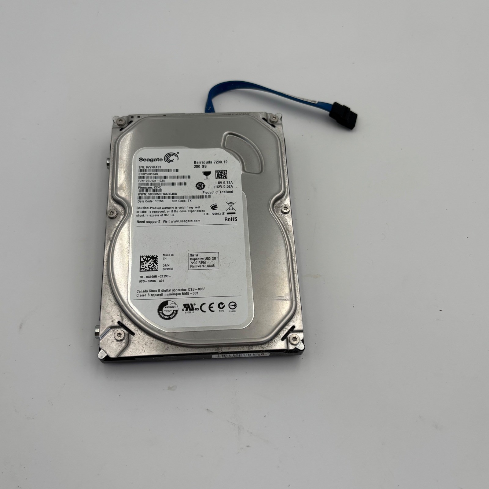 Seagate Barracuda 7200.12 Hard Drive 250GB Silver Excellent ST3250318AS SATA