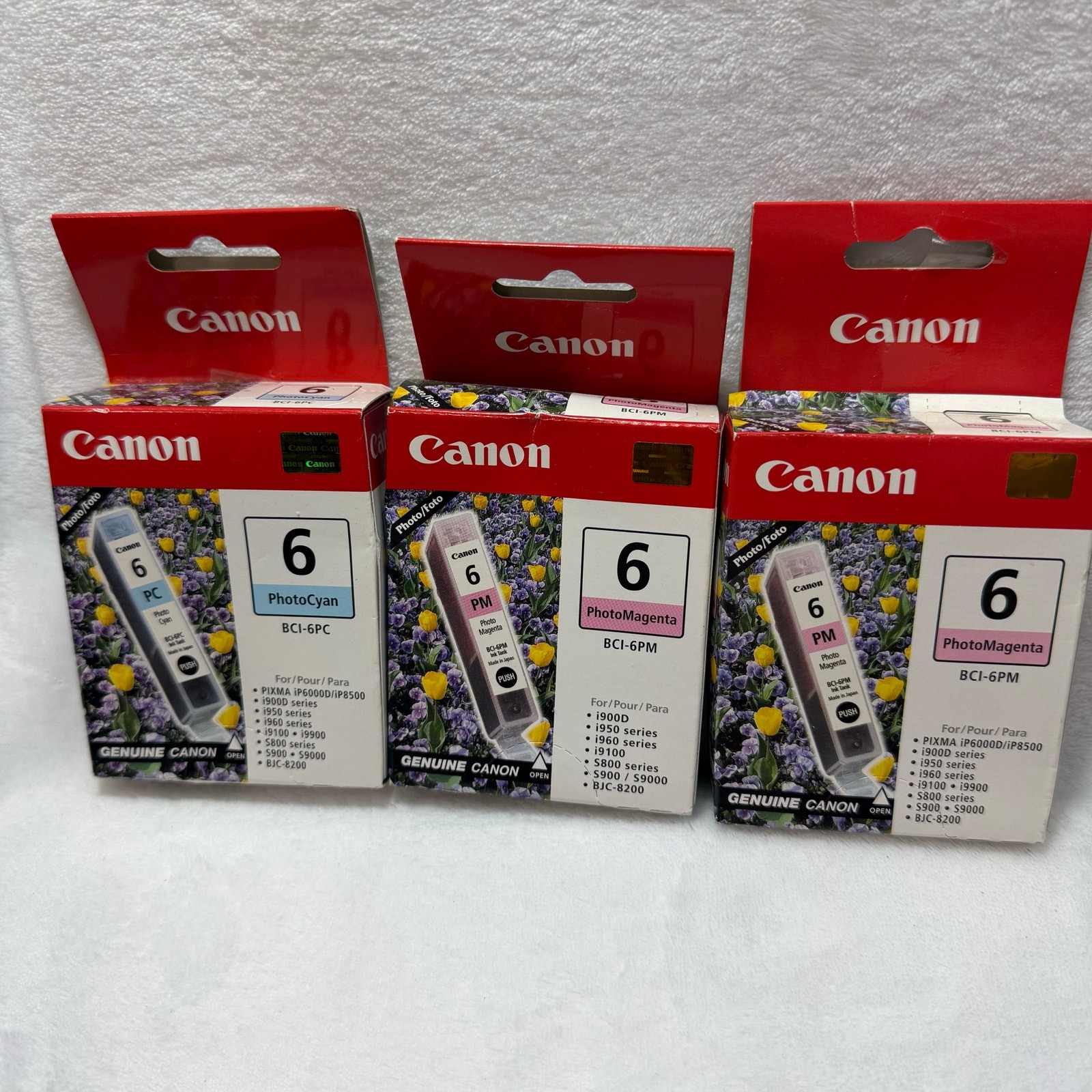 Genuine Canon BCI-6 Photo Ink Lot of 3 PC PM Photo Cyan Magenta New