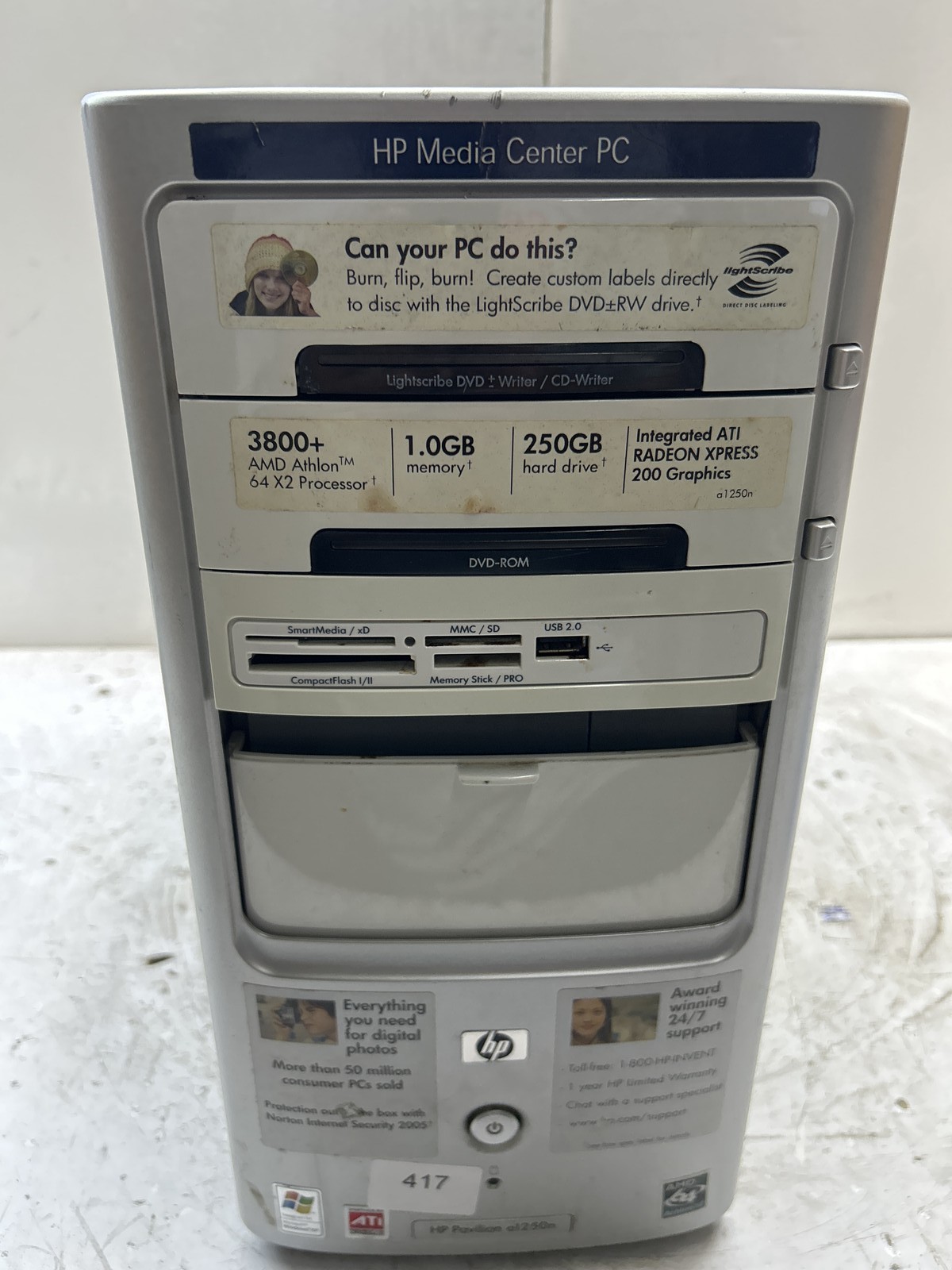 HP Pavilion a1250n AMD Athlon 64 X2 Dual Core 3800+ 2000MHz 1GB NO HDD