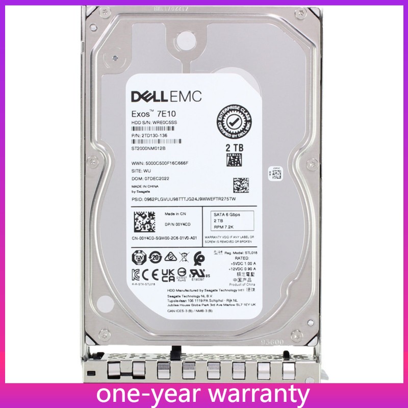 00Y4CD 0Y4CD Dell EMC 2TB 7.2K 6Gbps SATA 3.5'' Hard Drive HDD 14/15/16G KIT