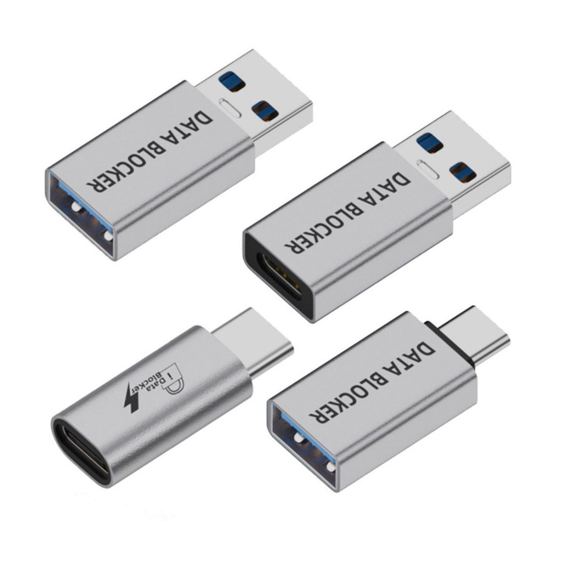 4 Pack USB Data Blocker PD 10W/100W Fast Charging Adapter Data Protect Against