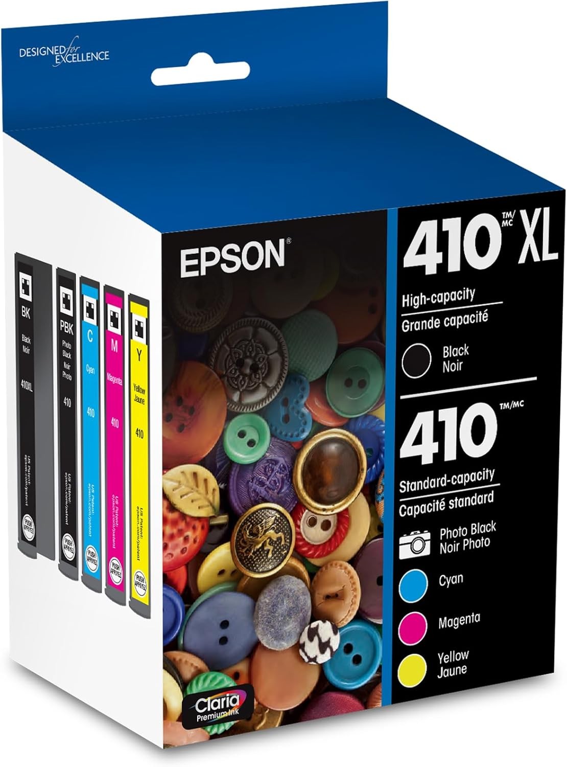 Lot of 3 Epson 410XL Black 410 Tri-Color Ink Combo Pack (Exp - 3/28, 2/27, 4/26)
