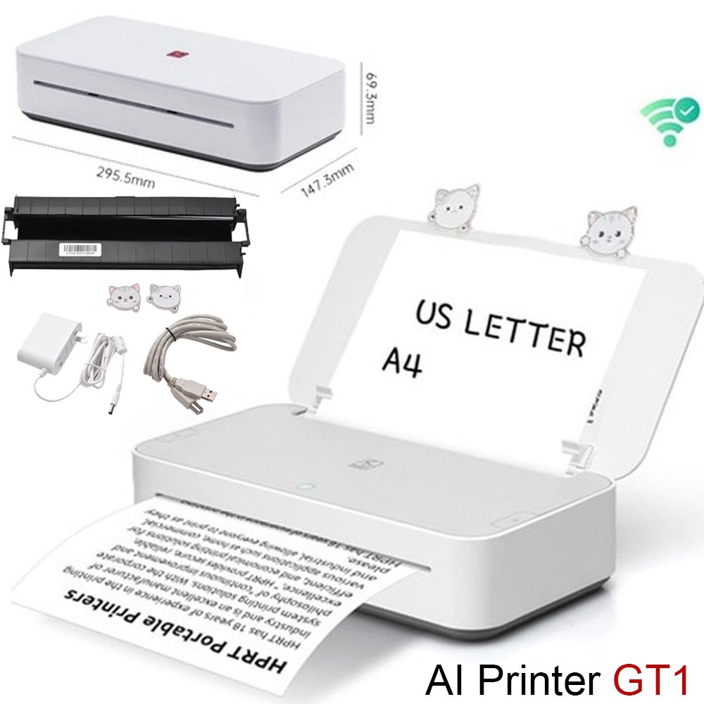 HPRT A4 Portable Printer Wireless Thermal Label Printer Inkless for Travel USB