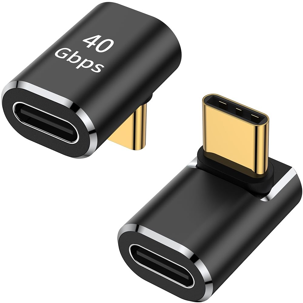 USB C 90 Degree Adapter (2 Pack), Up and Down Right Angle L Shape USB Type C Ma
