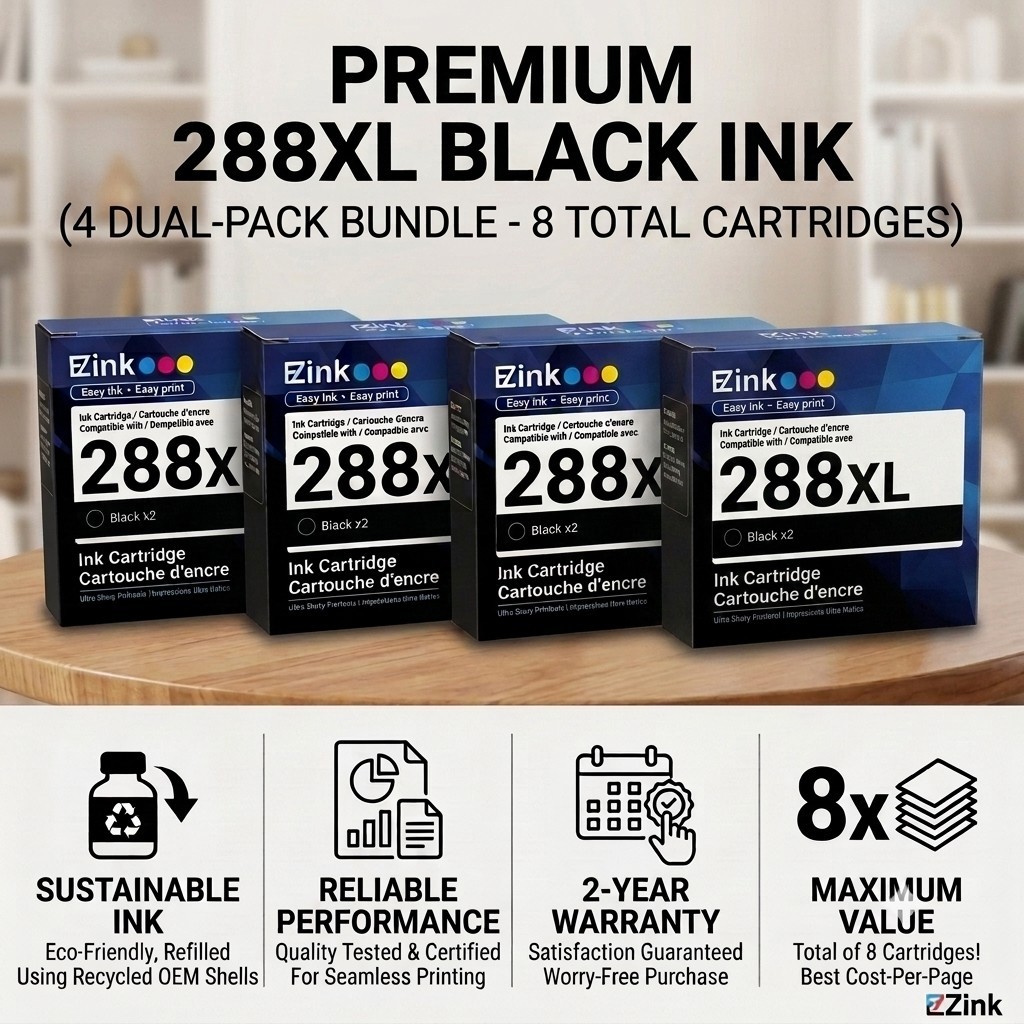 (4 Pack) 8 Black 288XL Ink Cartridges for Epson Expression XP330 340 430 434 440