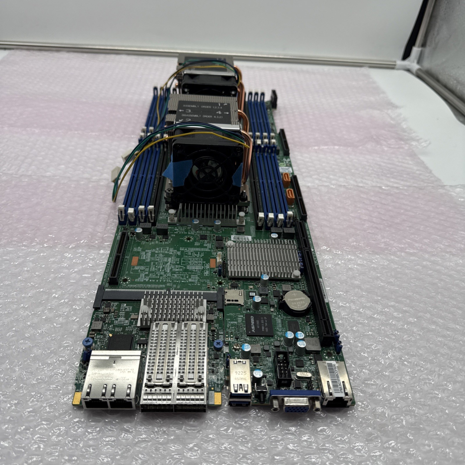 Supermicro X11DPT-PS Motherboard Node 2x  Xeons,  Heatsinks & AOC Card