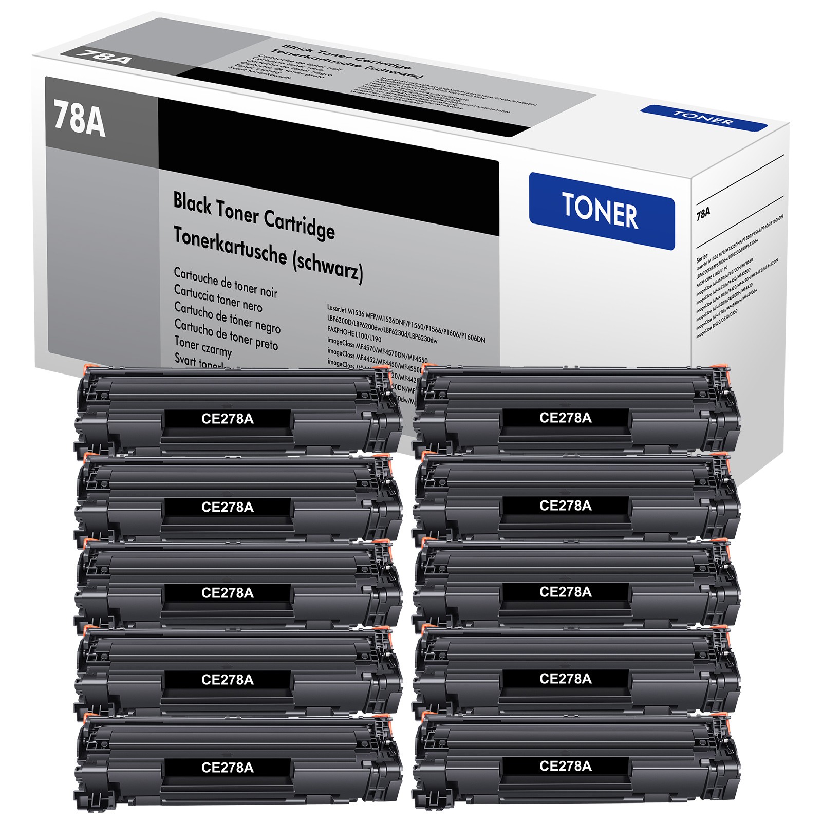 10 x 78A CE278A Toner Cartridge Fits For HP LaserJet Pro P1606DN P1566 M1536DNF