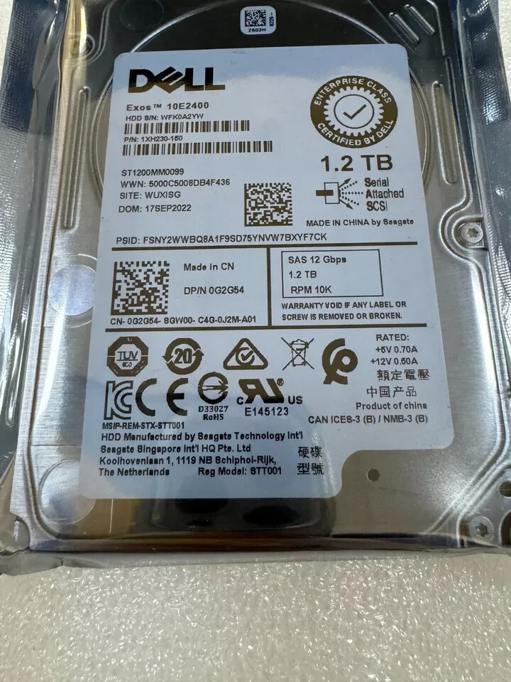 New DELL G2G54 0G2G54 ST1200MM0099 1.2TB 12Gbs 2.5 10K Enterprise Hdd no tray