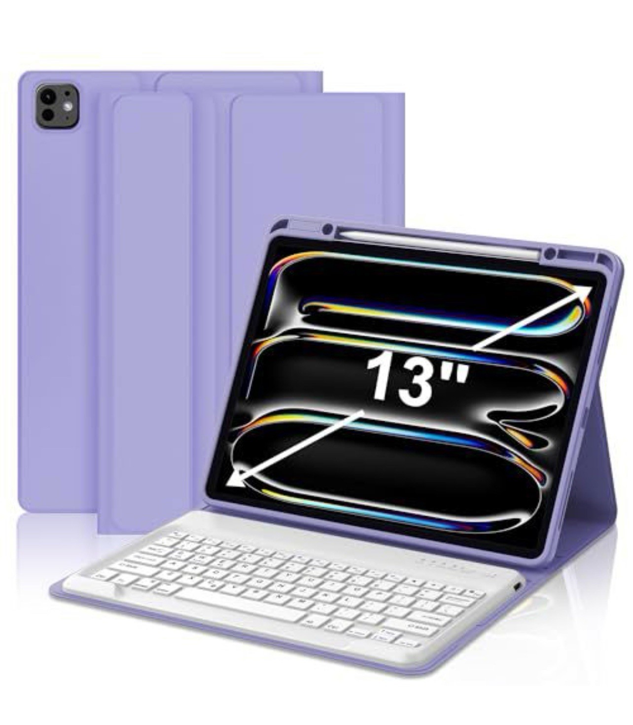 Magnetic Bluetooth Keyboard Case for iPad Pro 13", Auto Sleep/Wake - Lavender