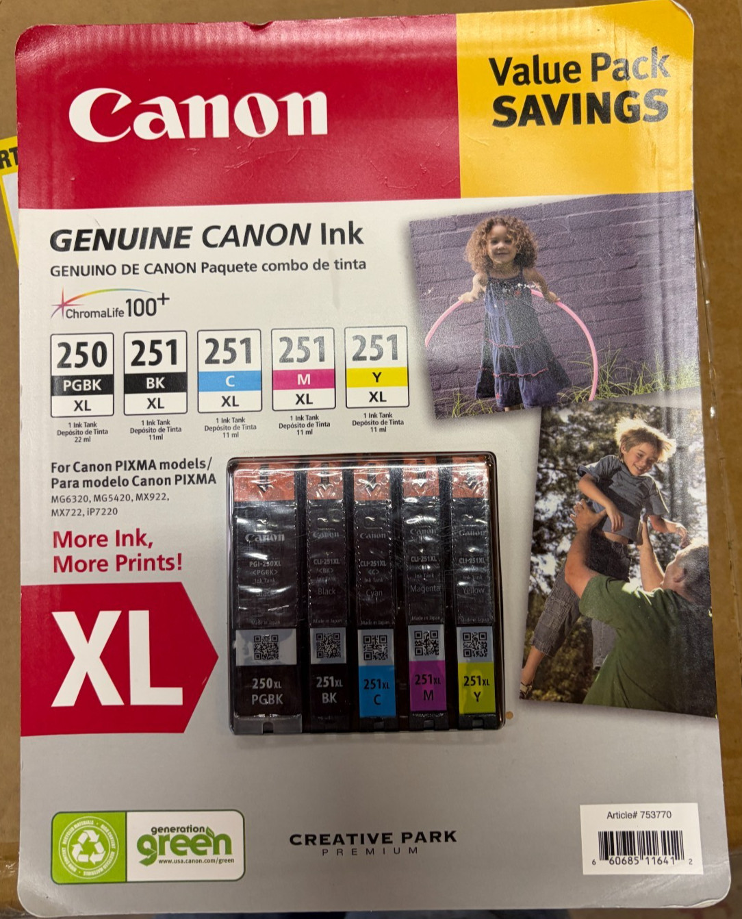Genuine Canon Ink Cartridge Value Pack XL Includes Black & Color See Descrip.