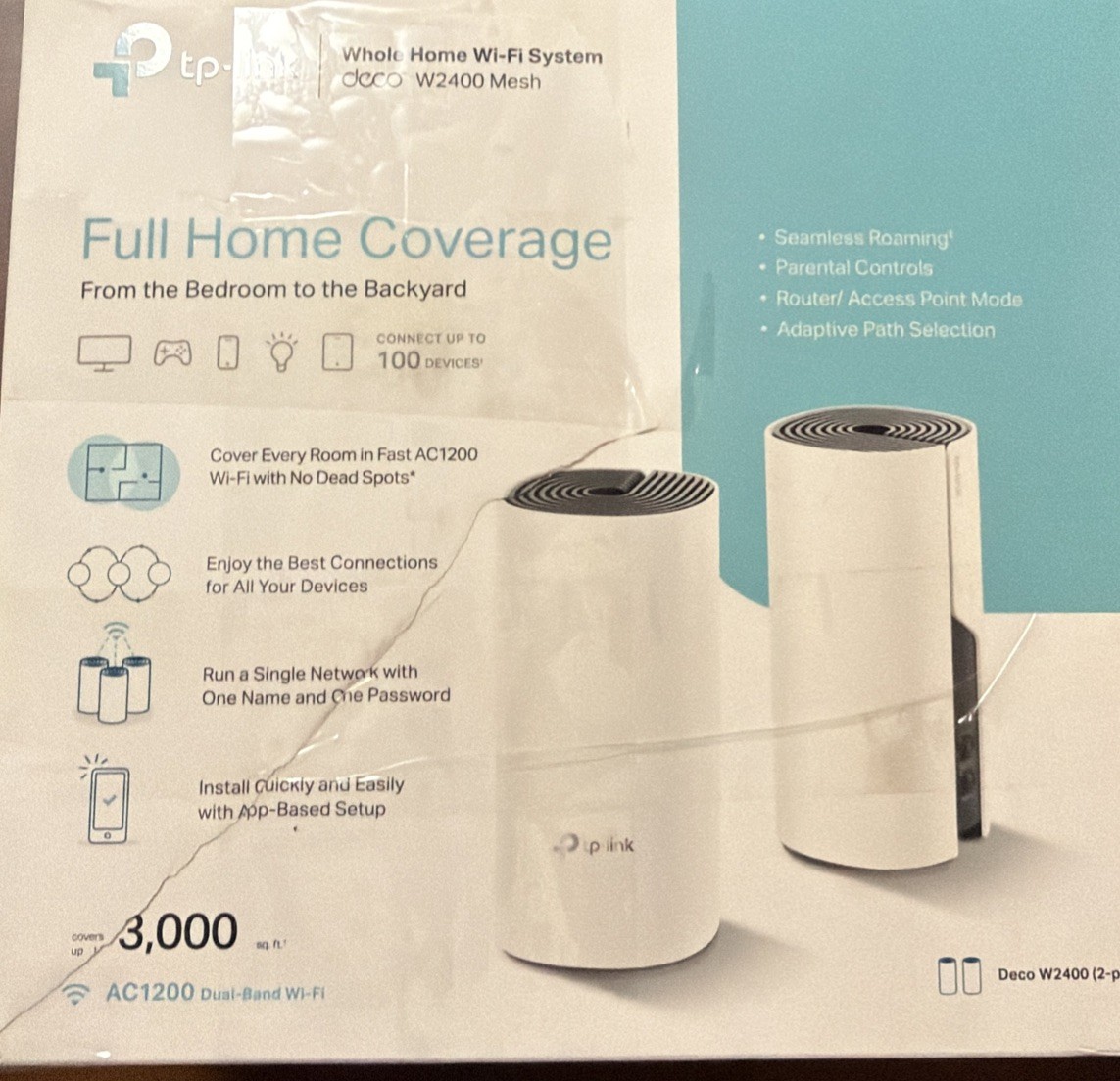 TP-LINK Deco W2400 Ac1200 Whole Home Mesh WiFi System - White - 2X