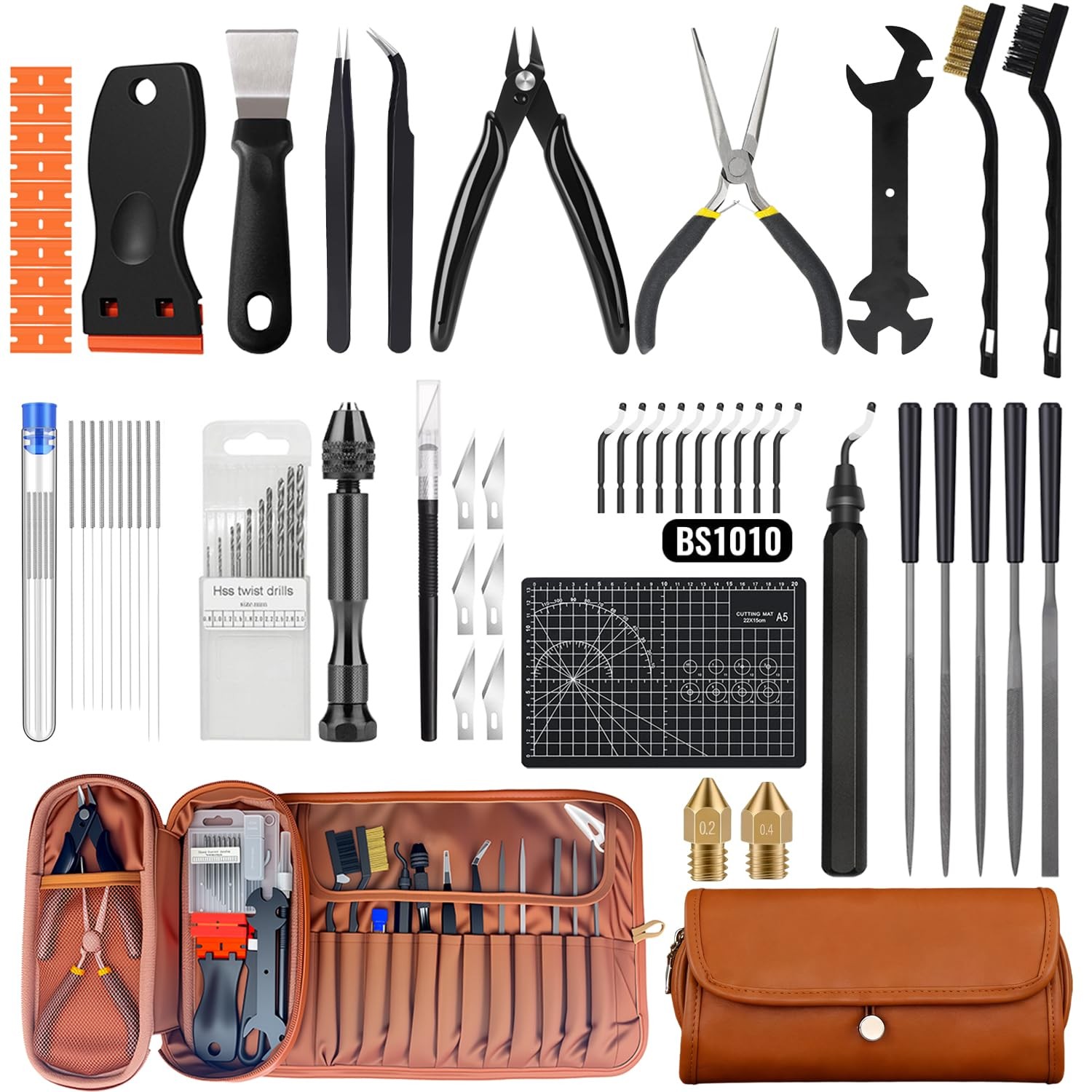 Lunamor 66Pcs 3D Printer Tools Kit with Case for Bambu Lab, Ender 3, Kobra