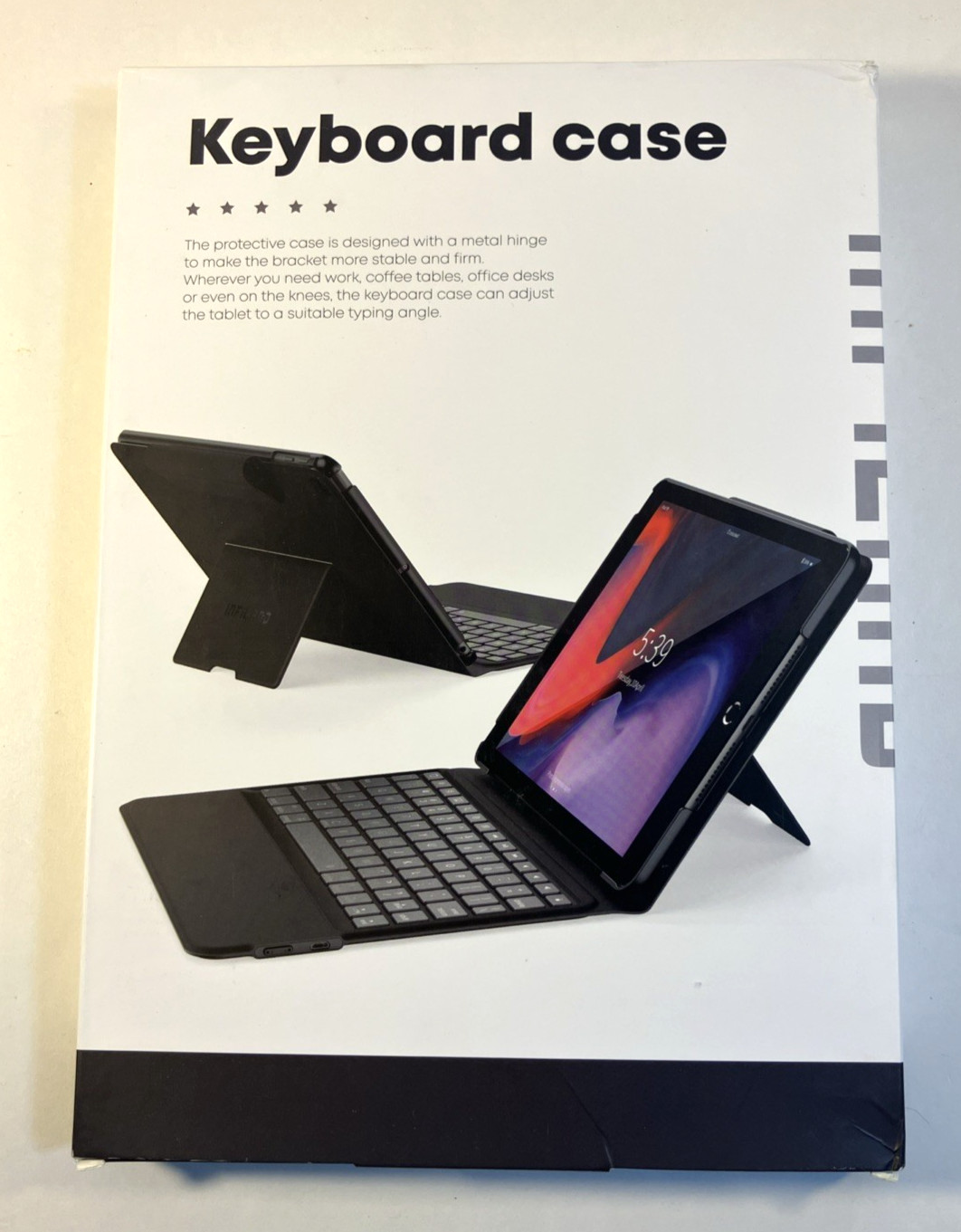 INFILAND Keyboard Case for iPad 2019 Black 10.2 Inch Multi Angle Folio Stand