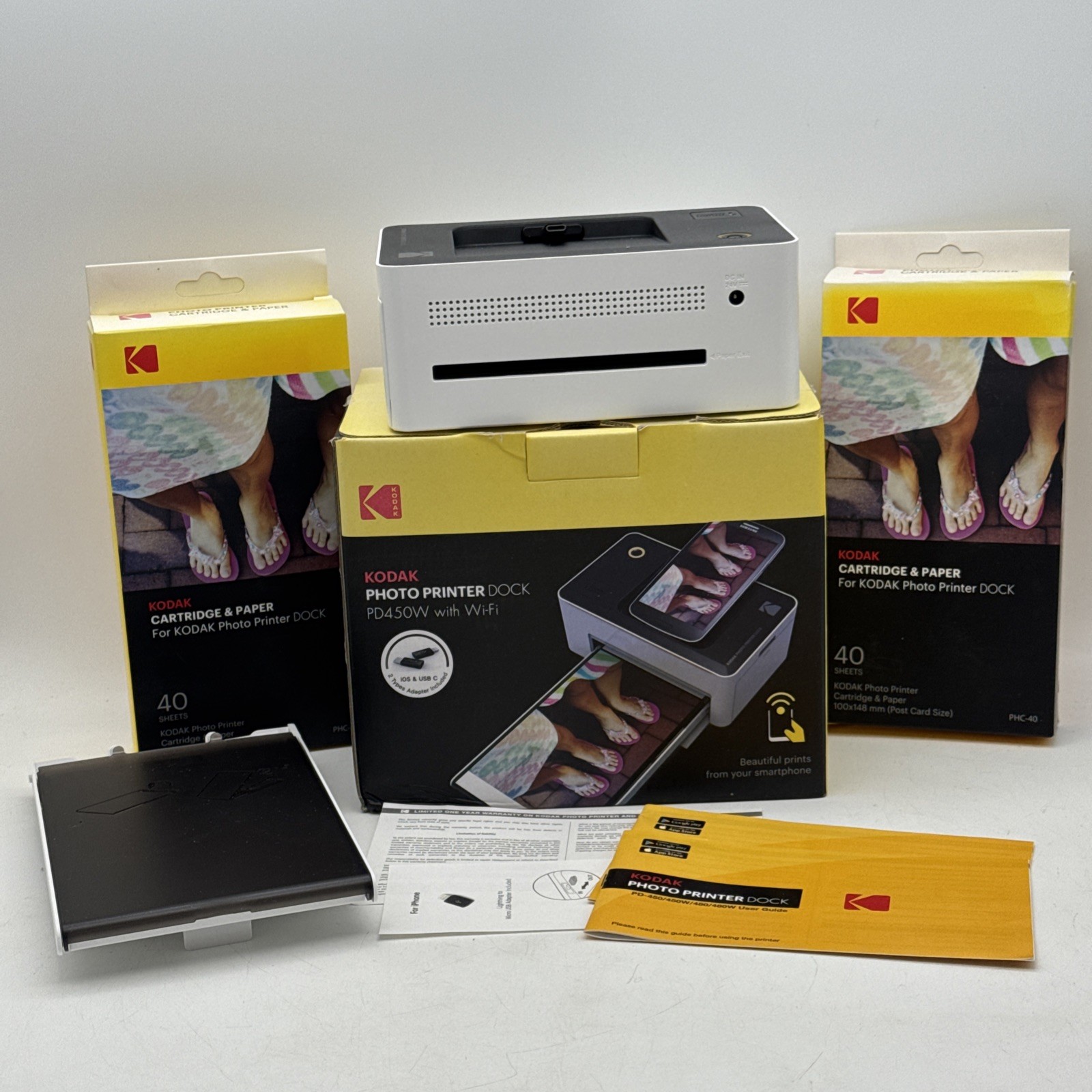 Kodak Photo Printer Dock PD450W Wi-Fi Plus 2 Cartridge & Paper Bundle