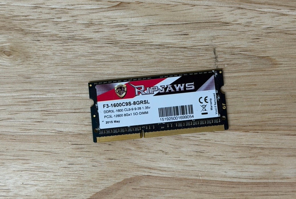 G.Skill - F3-1600C9S-8GRSL - Ripjaws 8GB 204-Pin DDR3 SO-DIMM 1600 (PC3 12800)