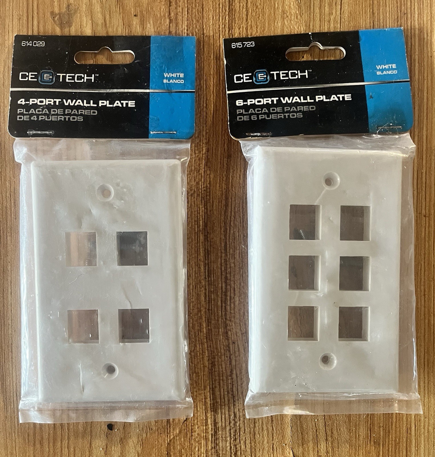 CE Tech 4-Port & 6-Port Wall Plate - Set of 2