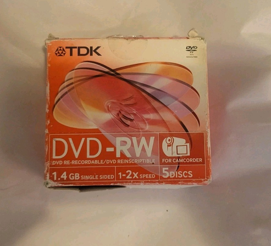 *sealed Worn* TDK Camcorder Mini DVD-RW 2x/1x 30 Min. 1.4GB Single Sided 5 Pack