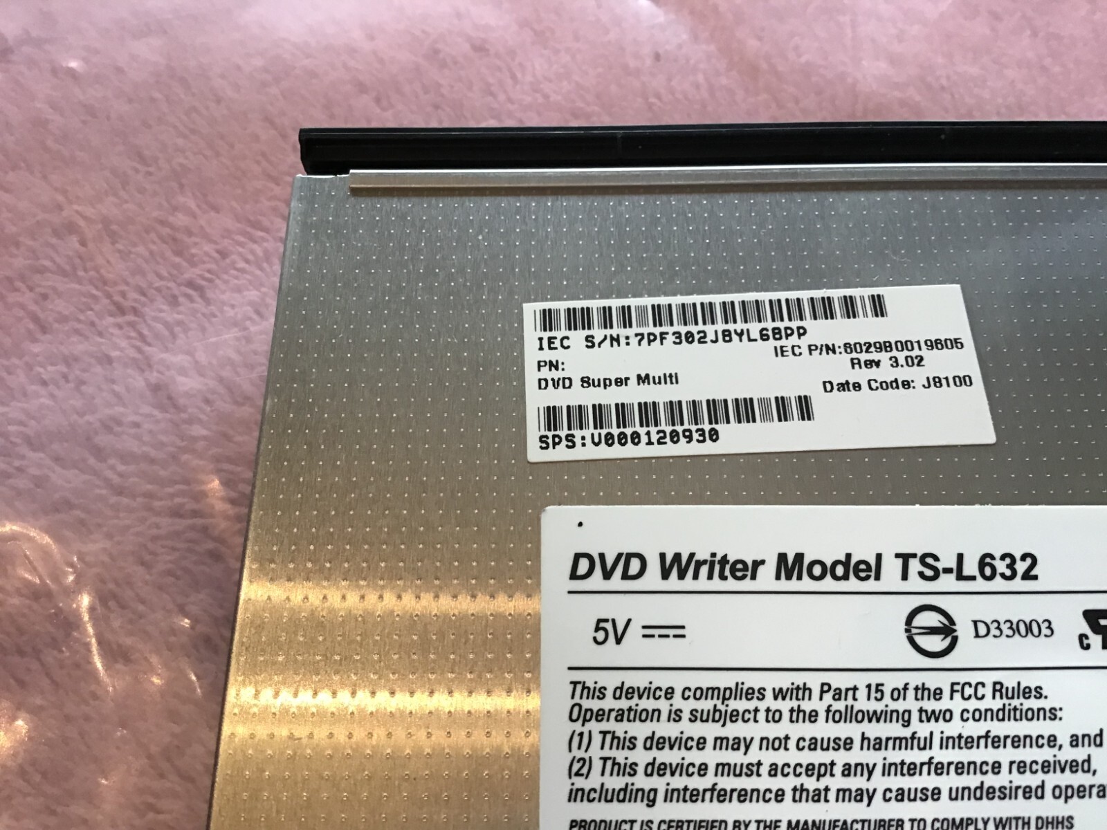 GENUINE TOSHIBA L305D-S5895 L305D SERIES DVD-RW ODD OPTICAL DRIVE V000120930