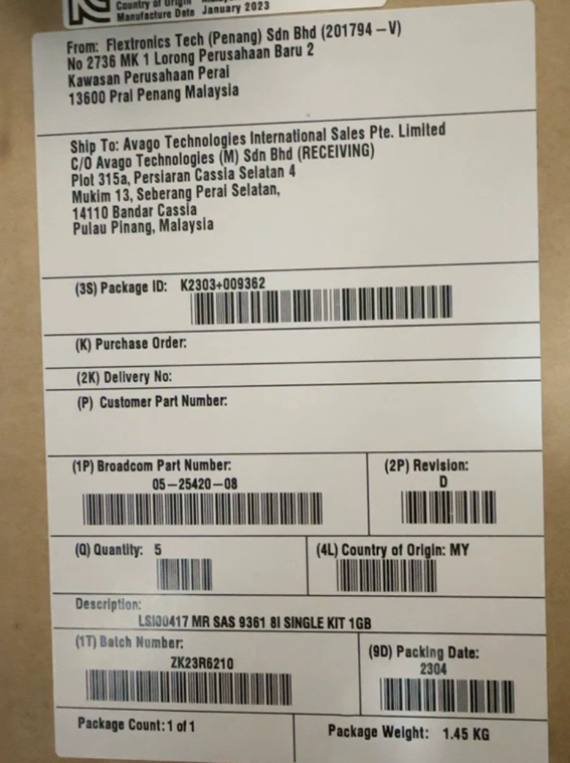 New Sealed LSI 9361-8i RAID Card 1GB Cache PCIe3 Full Original Box Unopened