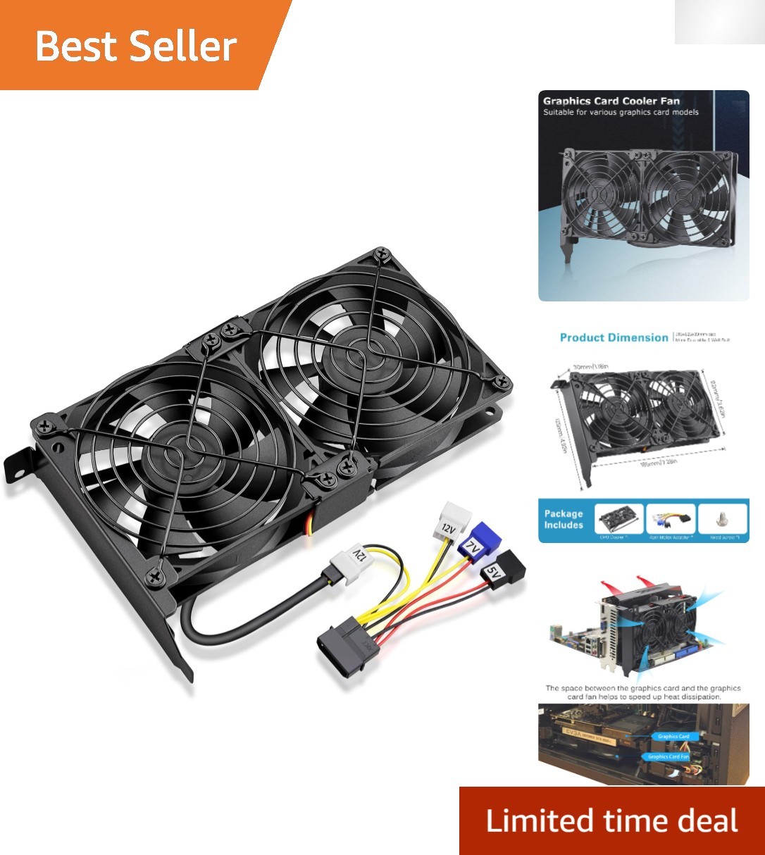 High-Efficiency GPU Cooling Solution: Dual 92mm Airflow Fans for Longer Lifespan