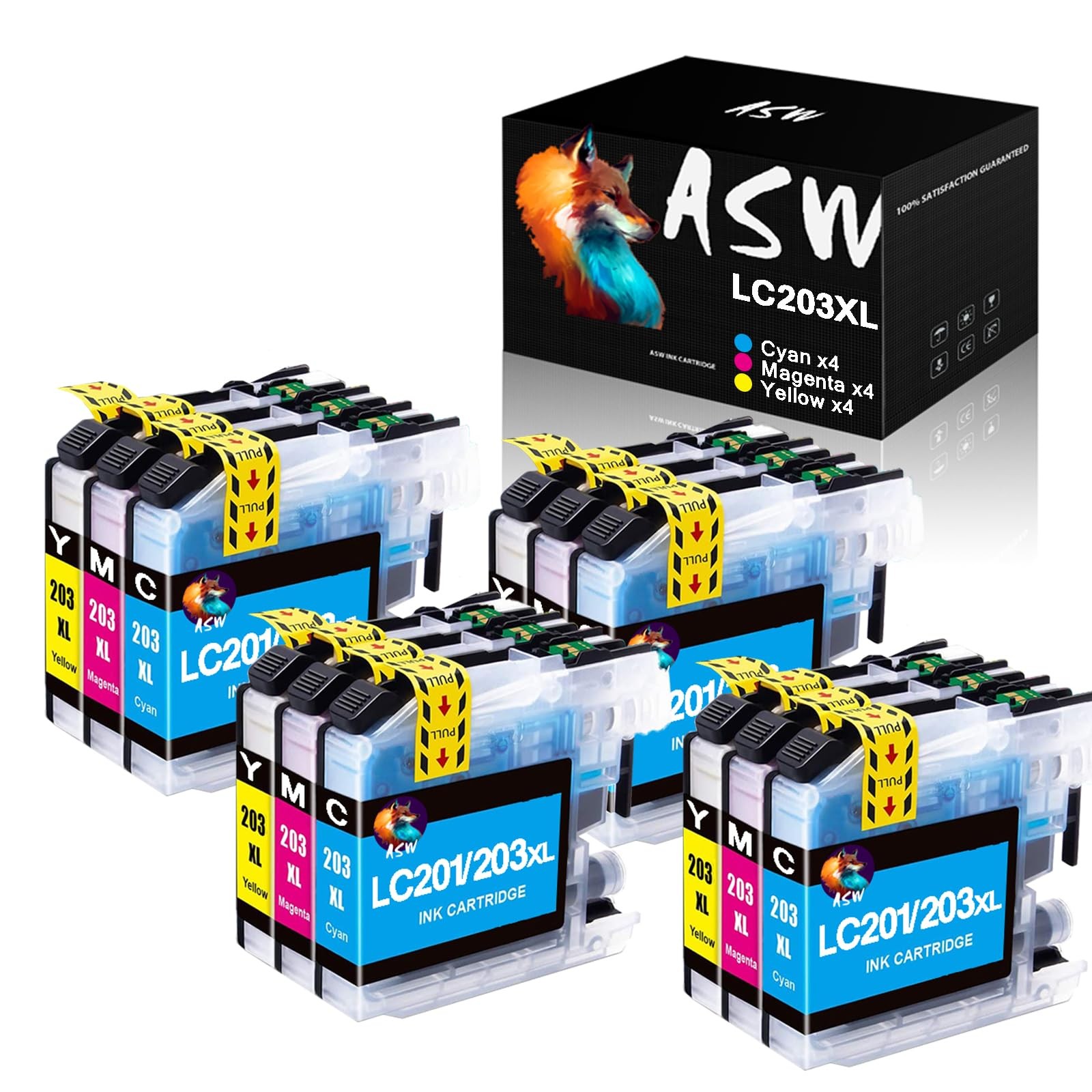 LC201 Color Ink Cartridges 12 Pack Replacement Brother LC 203 XL LC201CL Ink