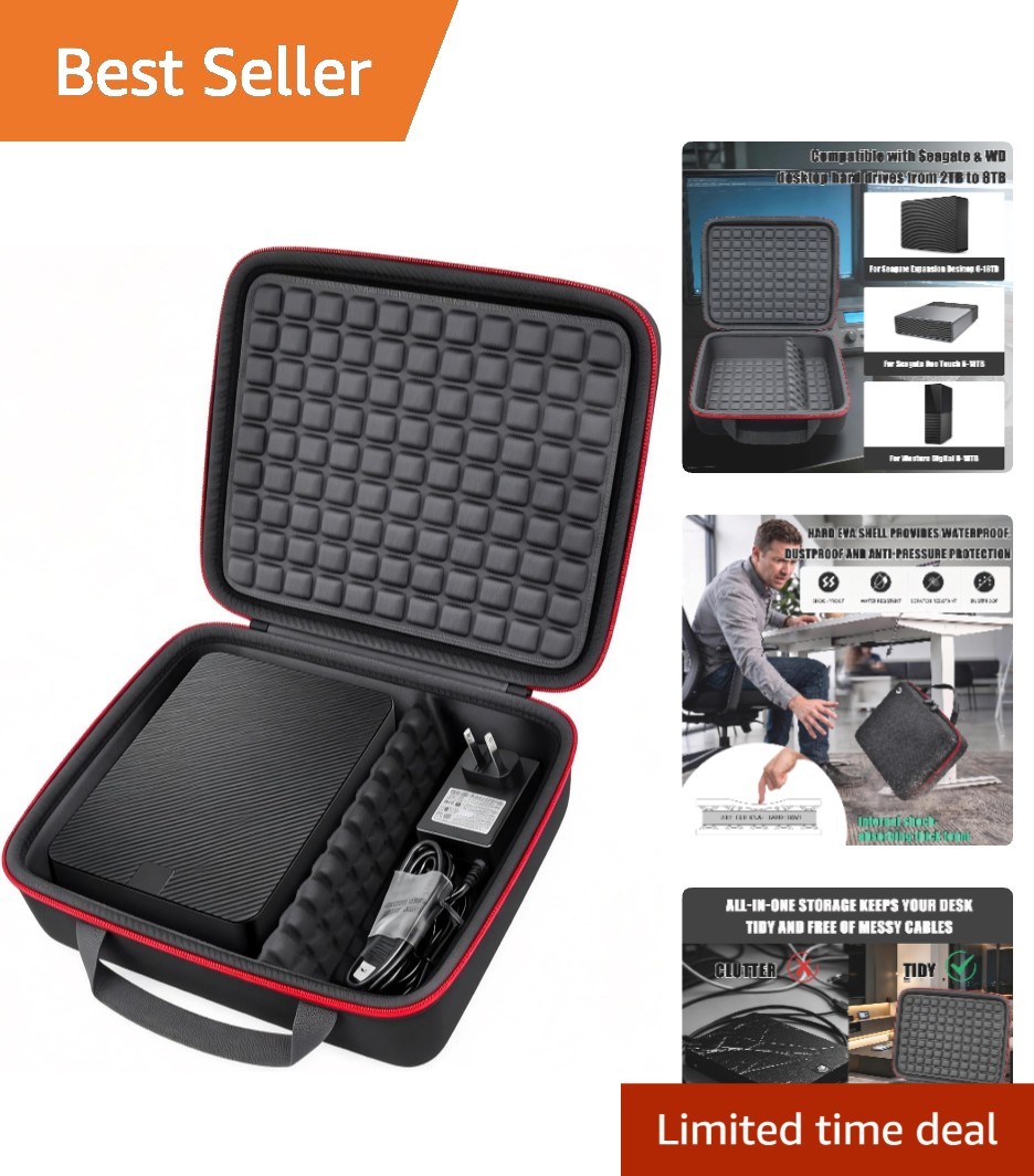 Stylish & Durable Hard Drive Carrying Case for Seagate & WD - 10.2" Travel Ready