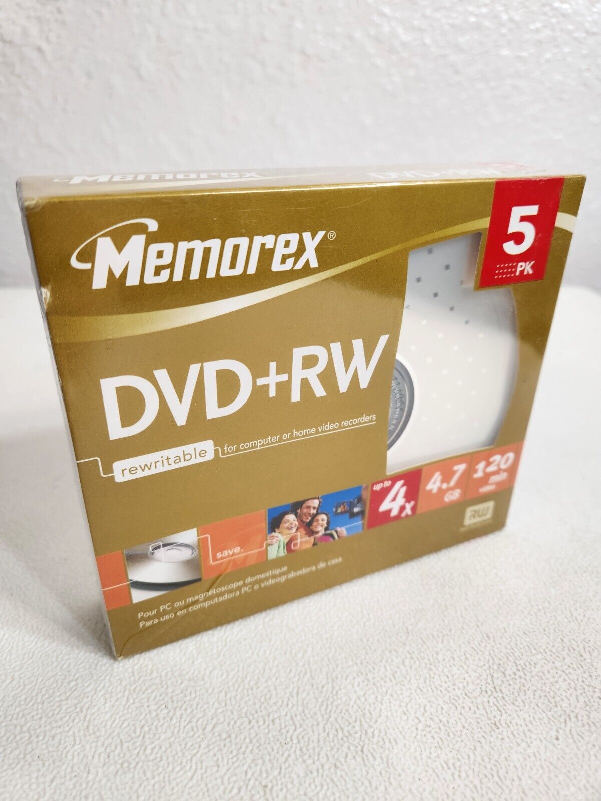 Memorex DVD + RW 5 Pack 4.7 GB 120 MIN SEALED Brand New FAST SHIP
