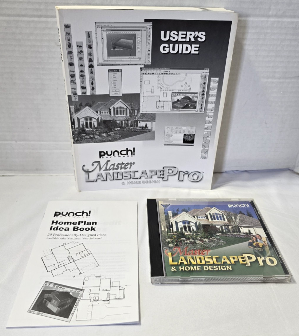 Punch Master Landscape Pro & Home Design 2004 Software CD + Guide- Windows