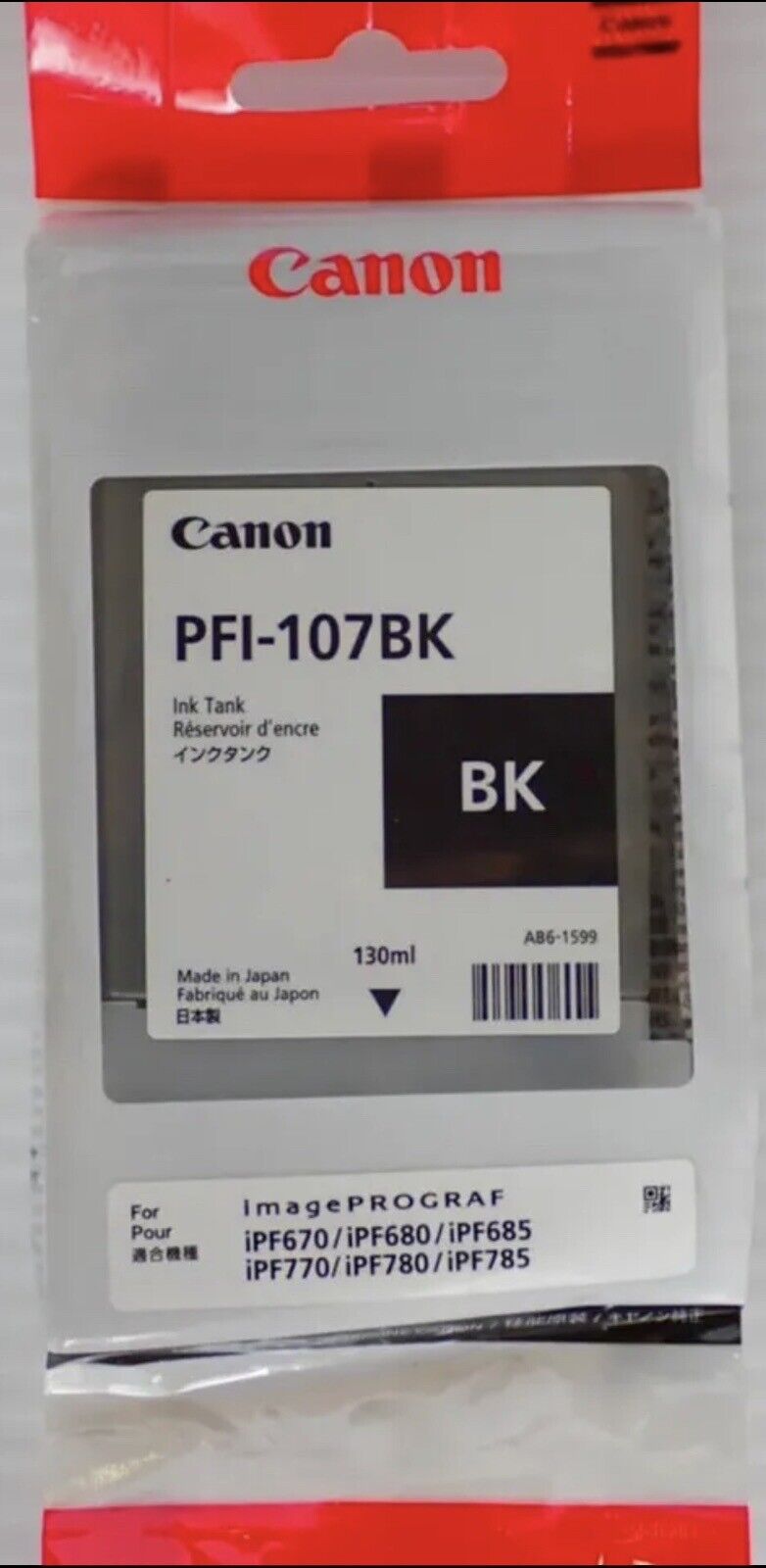 Canon PFI-107BK (Black) 130ml Ink Tank Toner Printer Cartridge Expired 2024 Date