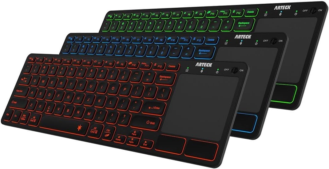 Arteck Universal Backlit 7-Colors Bluetooth Touch TV Keyboard with Easy Media...