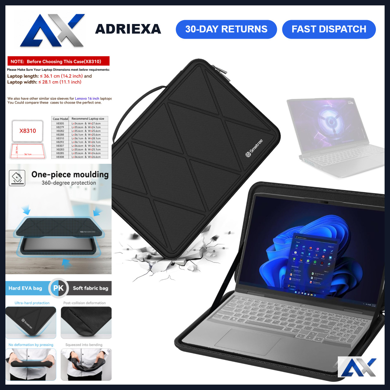 Hard EVA Protective Case for 16" Lenovo Legion Pro 7/7i Gen 10 - Durable, Lightw