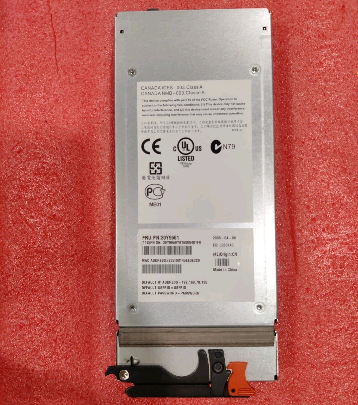 Lenovo /IBM BladeCenter KVM/Advanced Management Module FRU 39Y9661 -Used Good