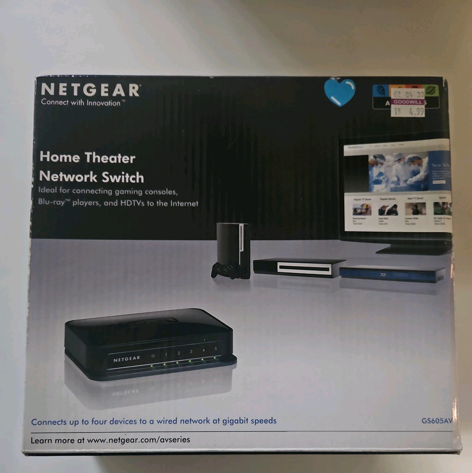 NETGEAR 5-Port HOME THEATER GAMING NETWORK SWITCH MODEL GS605AV