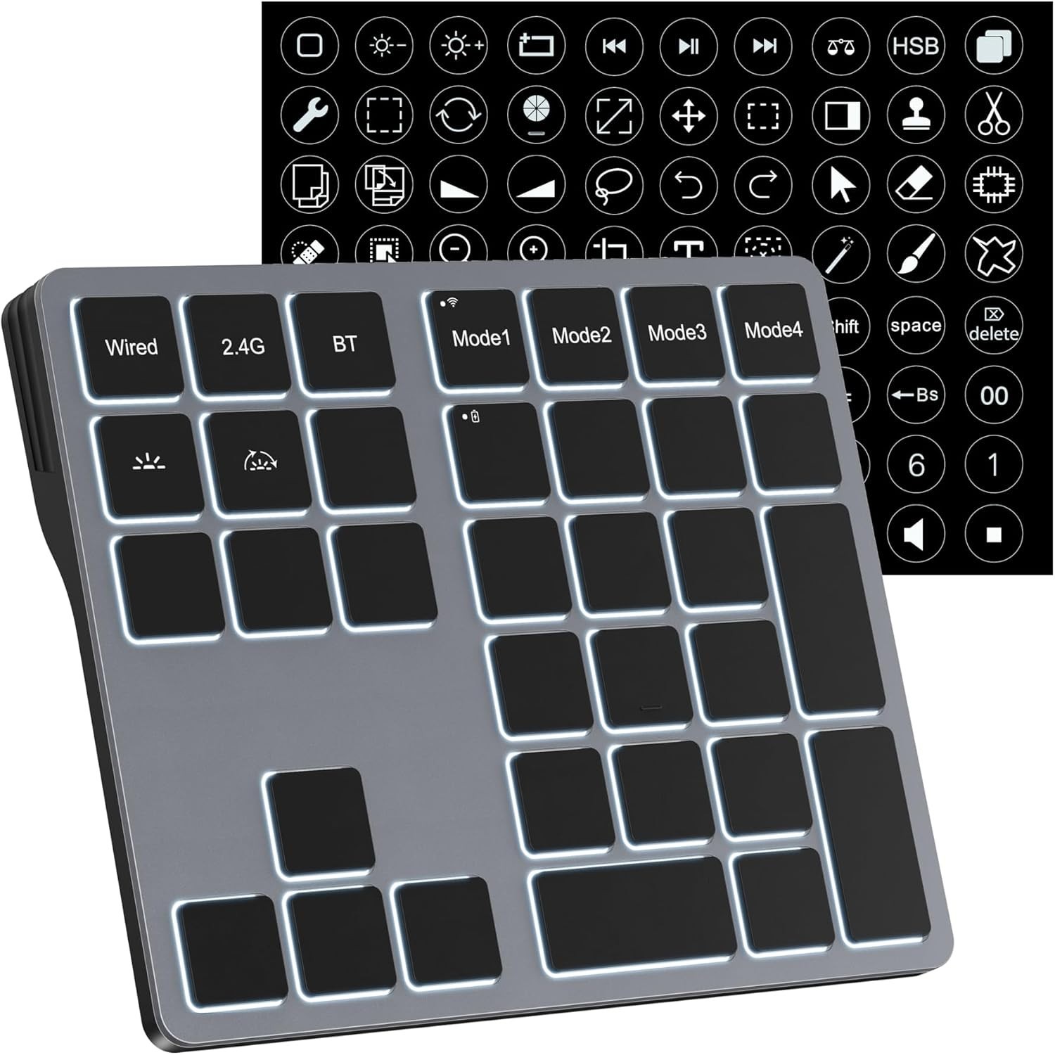 Doohoeek Tri-Mode Programmable Macro Keypad for Windows PC, 25 Custom Key
