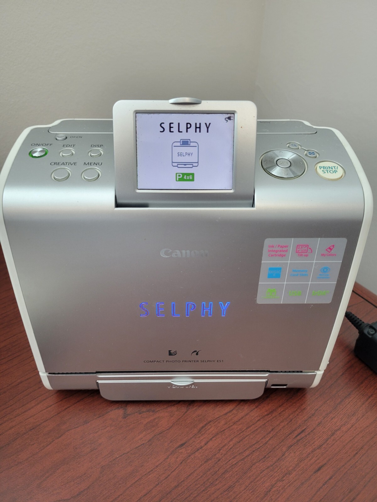 Canon SELPHY ES1 Digital Compact Photo Thermal Printer Silver White - Tested
