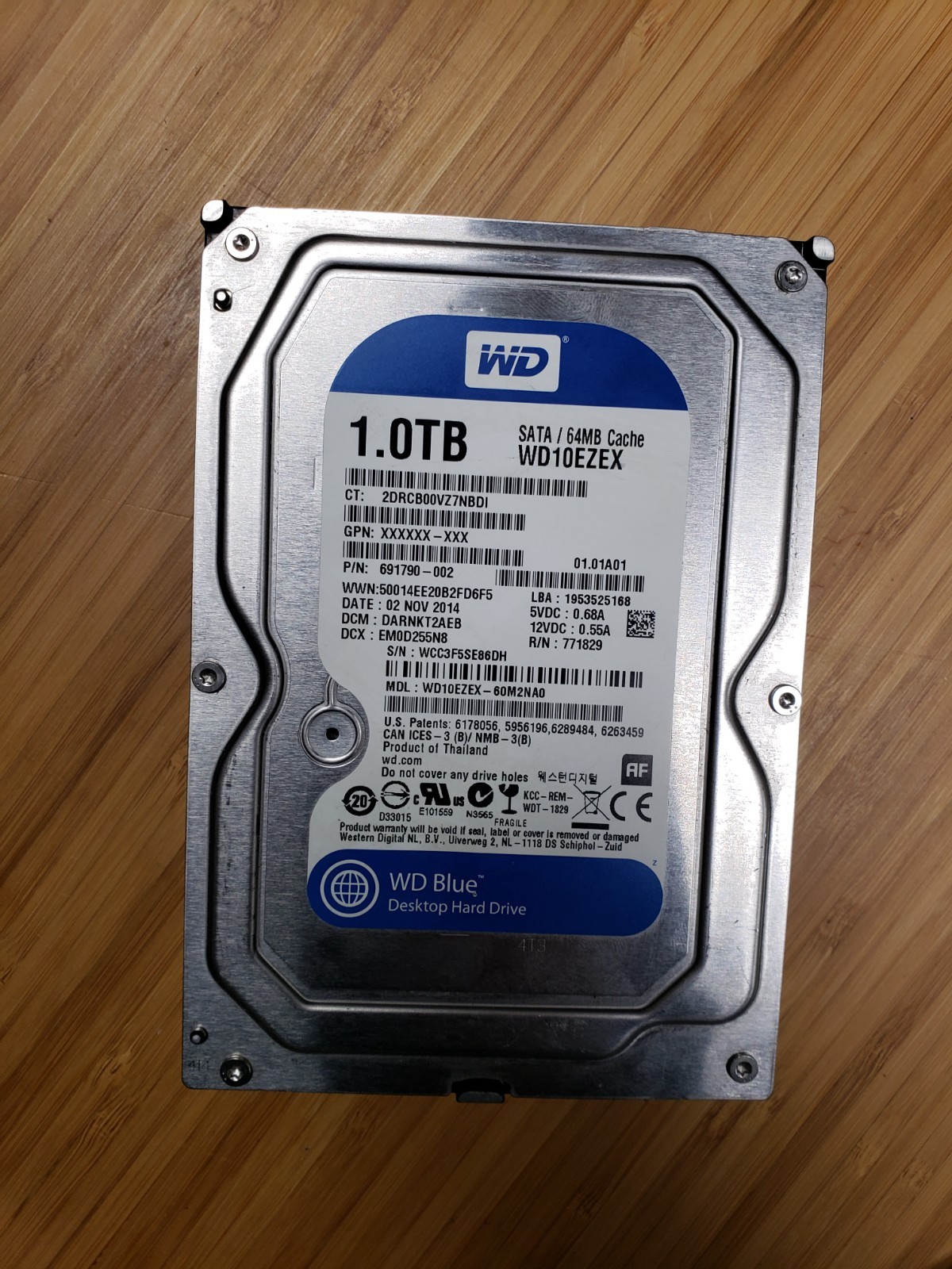 Western Digital Blue (7200RPM, 3.5", SATA III, 64MB Cache) 1TB