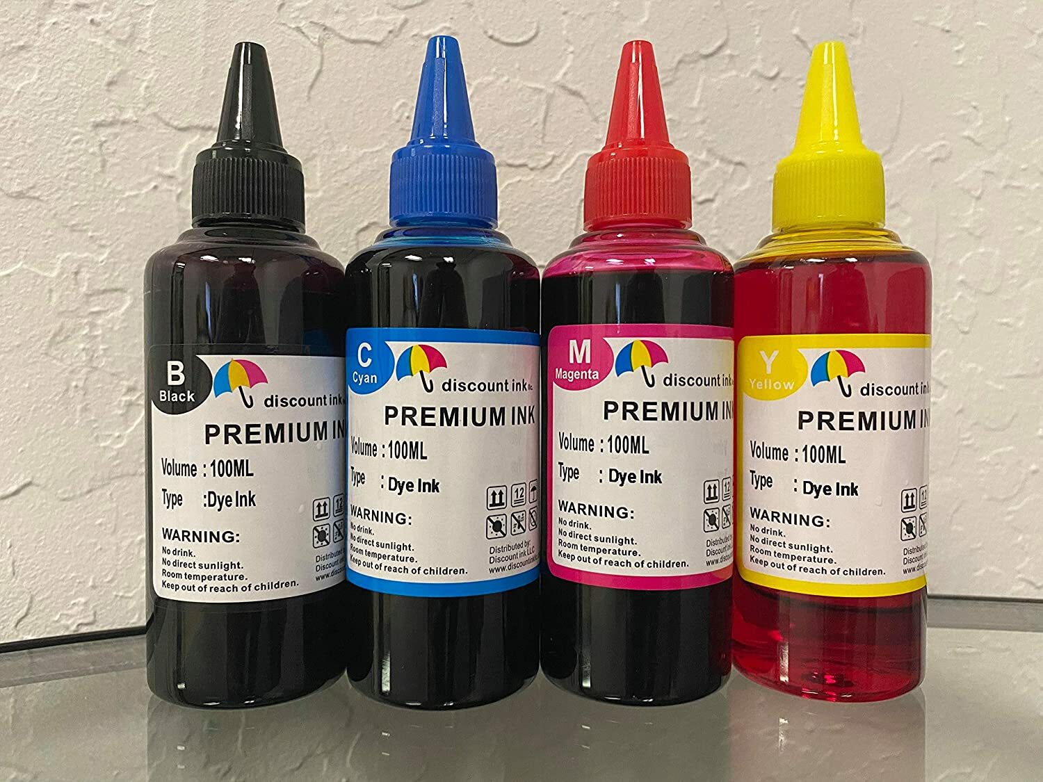4 Bulk refill ink for HP inkjet printer 4 colors 4x100ml Black/Cyan/Magenta/Yell