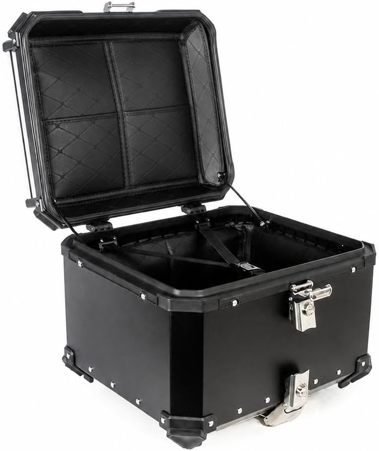 55L Aluminum Alloy Motorcycle Top Case with Anti-Theft Security Lock
