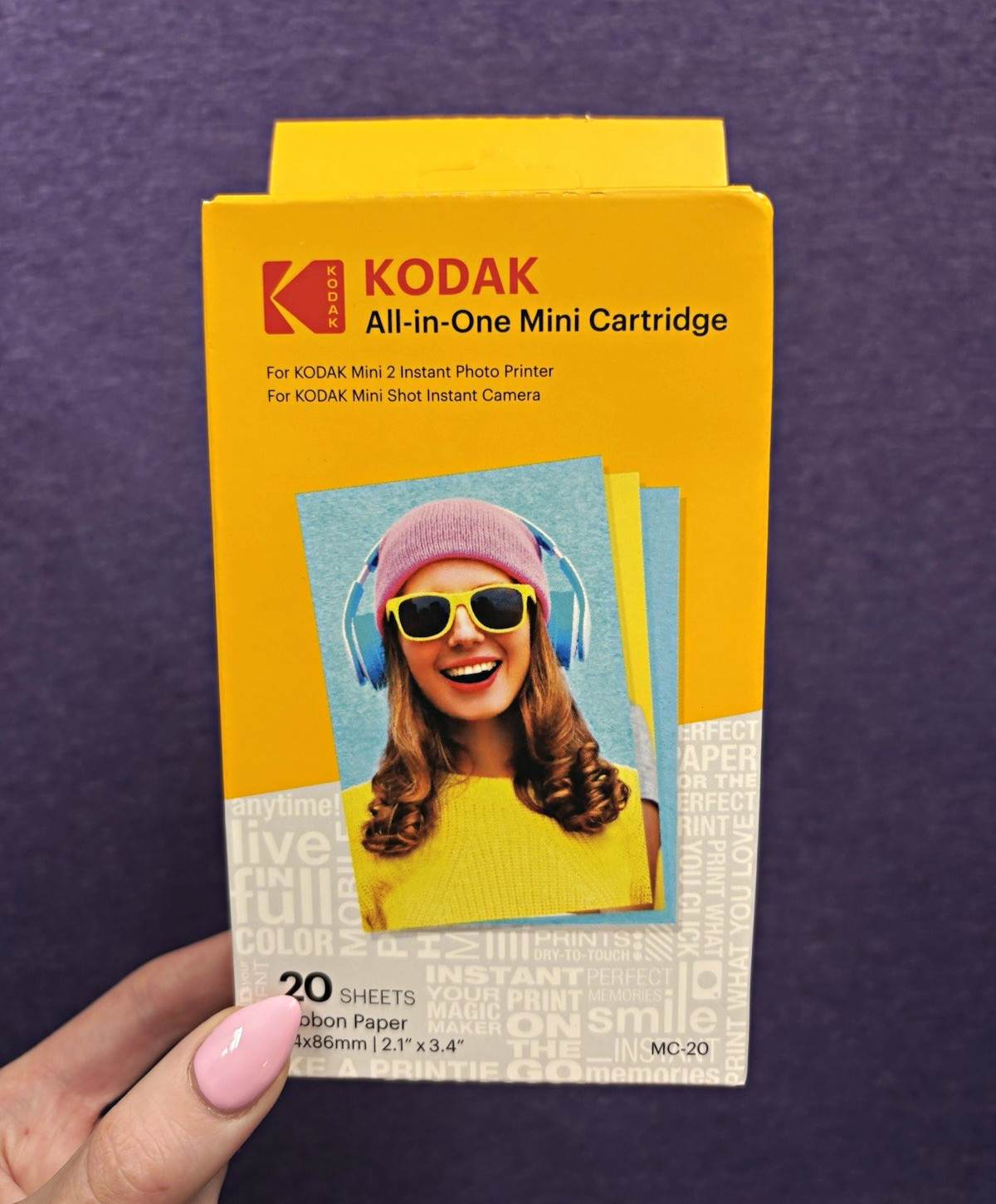 Kodak MC-20 All-in-One Mini Photo Paper 20 Sheets 2.1x3.4 Glossy DyeSub