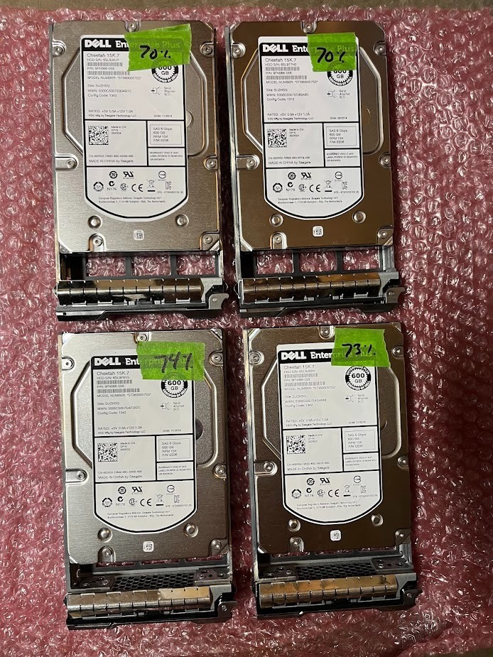 Lot of 4 - 02R3X Dell Equallogic 600GB 15K SAS 3.5" ST3600057SS with Tray