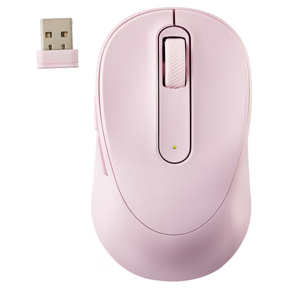 Onn Silent Wireless 5-Button Mouse with 1600 DPI, USB Nano Receiver, Pink