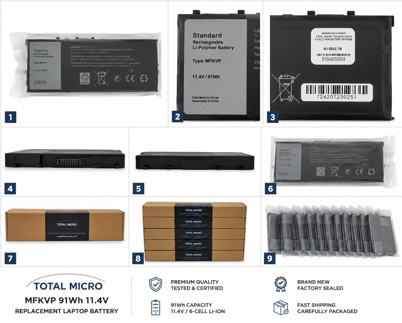 Dell MFKVP 91Wh 11.4V Battery Precision 7510 7520 7710 7720 451-BBSE-TM  