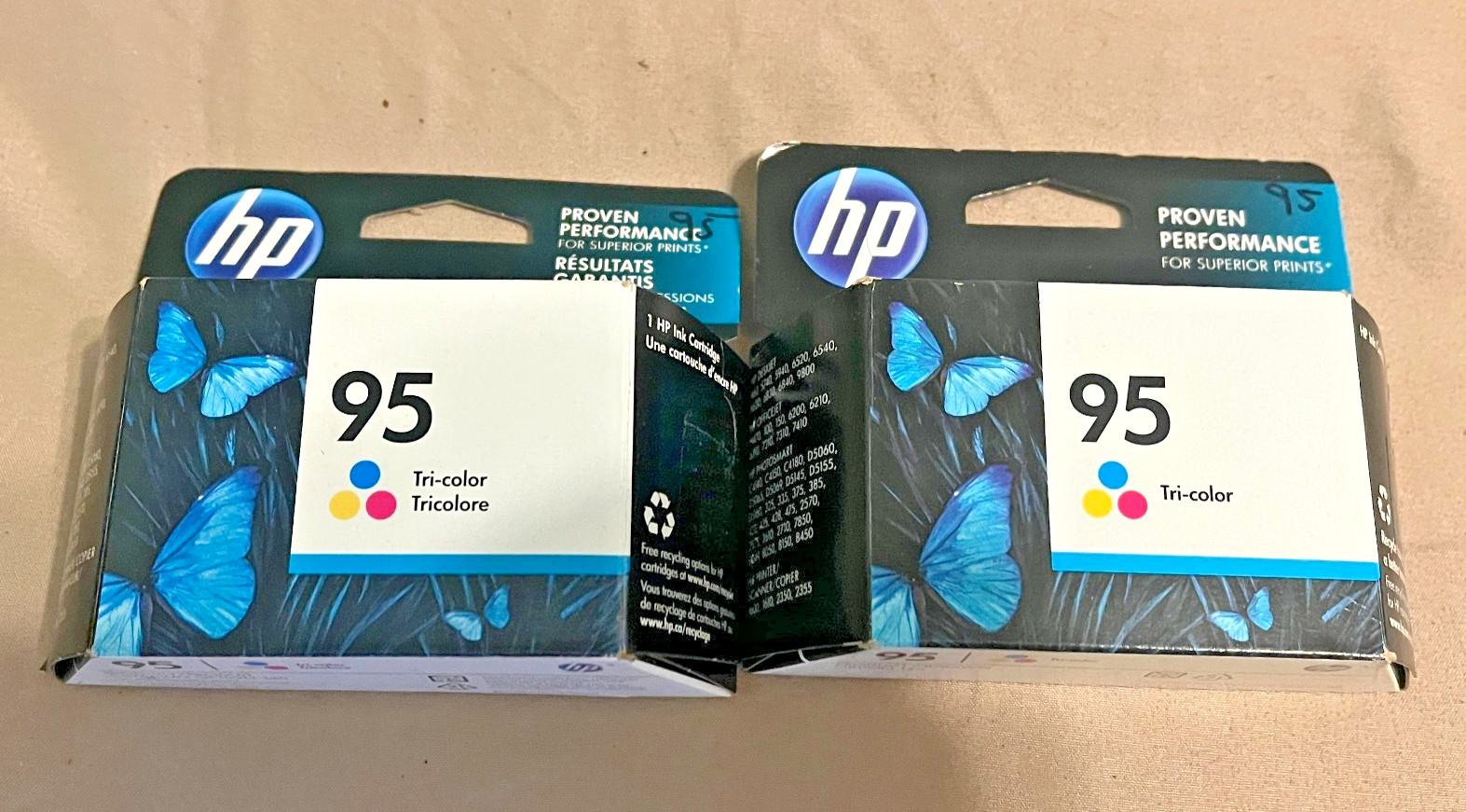 Lot of 2 Genuine HP 95 Tri Color Ink Cartridges Original C8766WN New Sealed OEM
