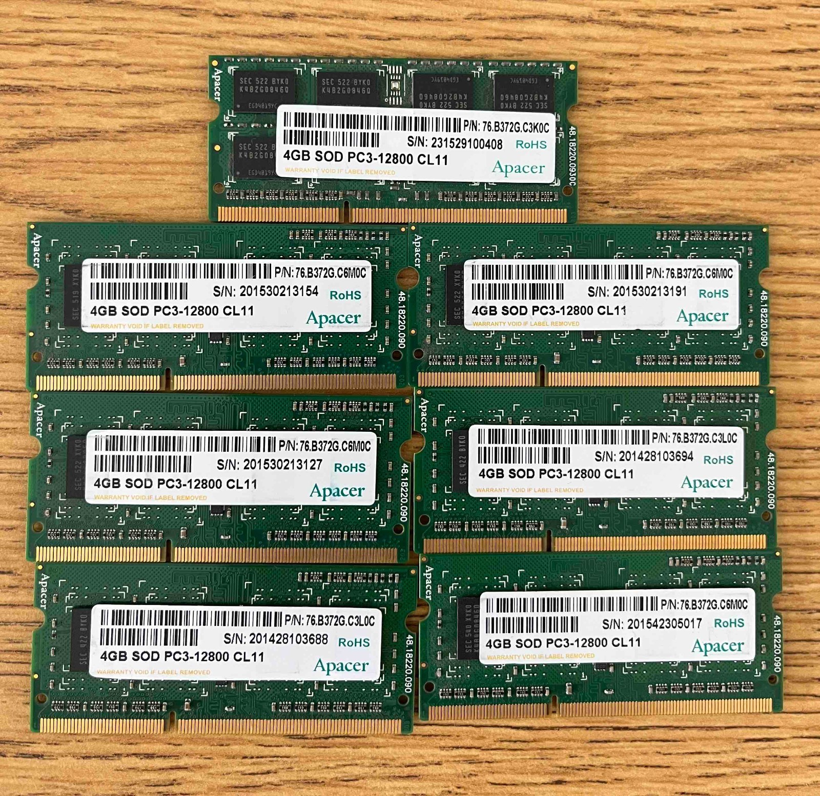 28GB - Apacer 4GB 1Rx4 PC3-12800 DDR3-1600 Memory P/N: 76.B372G.C3L0C Tested
