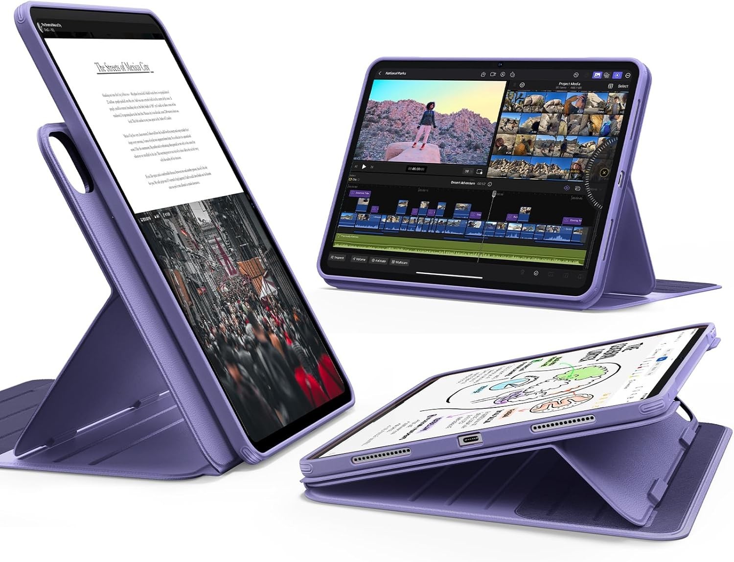 ESR Shift iPad Pro 11 Inch Case M4 M5 2025 2024 Rotating Magnetic Purple Stand