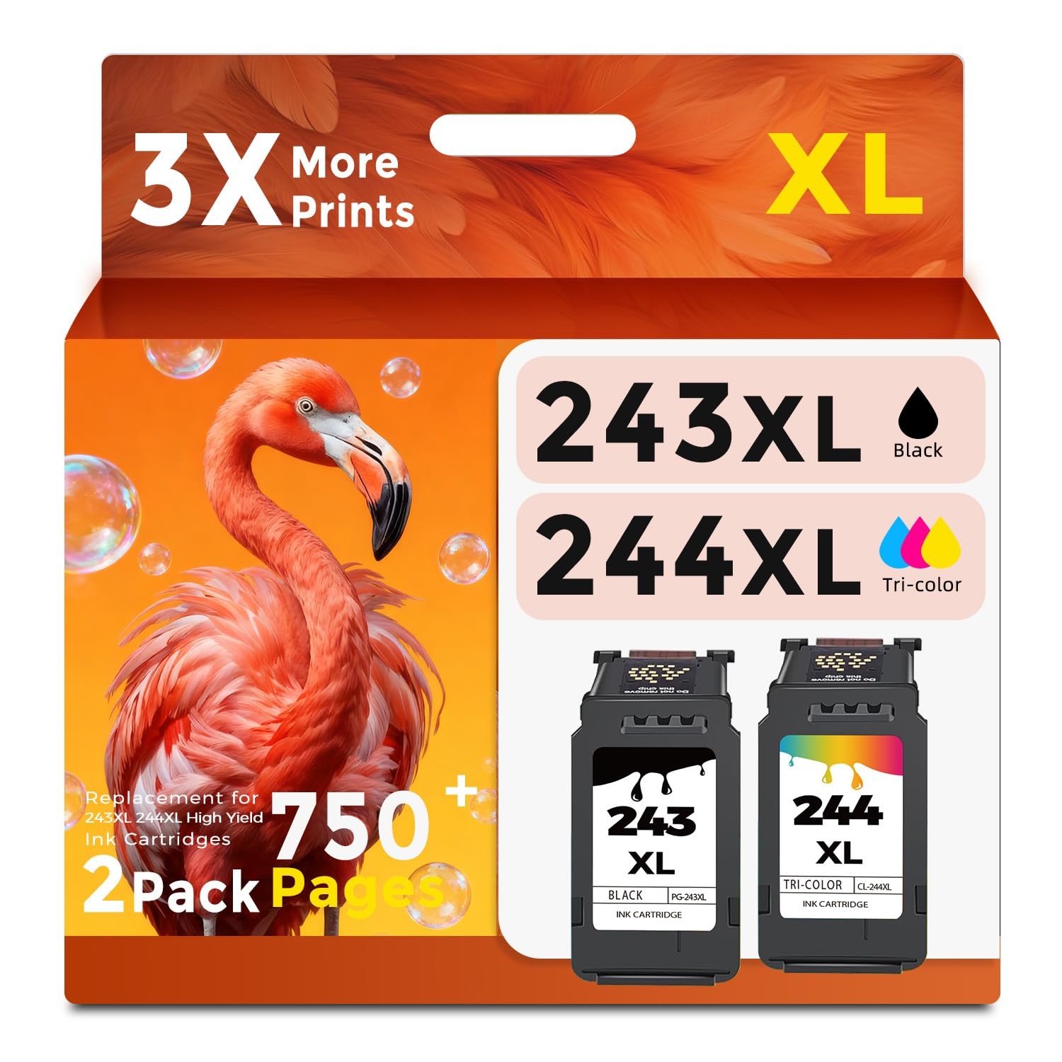 Canon 243XL 244XL Ink Cartridge Black Color Combo 2-Pack for MG2522 MX490 TR4520